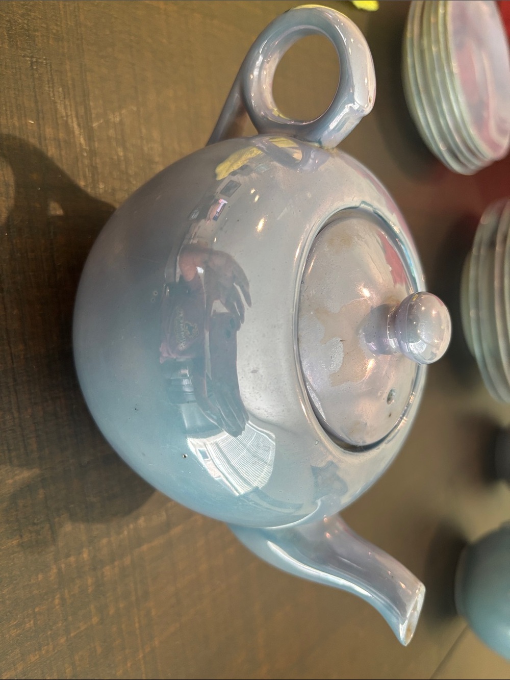 Replacement Takito T&T Japan Iridescent Blue Luster Teapot Vintage 1930s - Picture 5 of 5